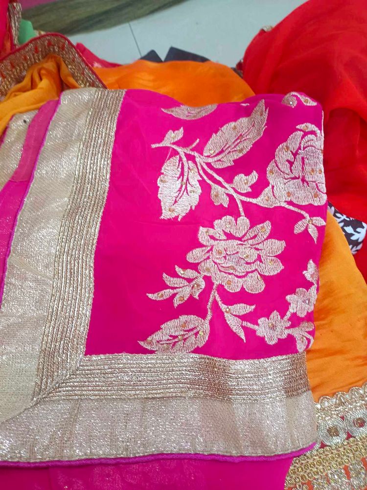 Pink Embroidered Saree