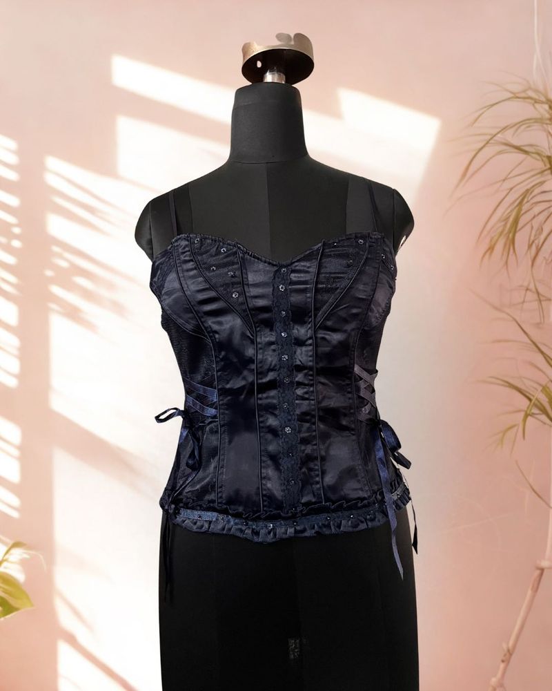 Navy Blue Corset Strappy Stretchable Top