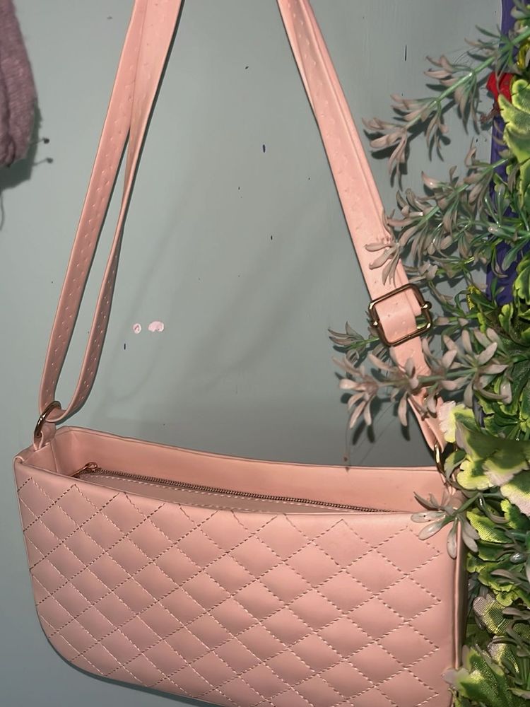 Blush Quilted Shoulder Bag