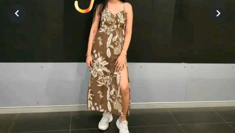 Brown Floral Cutout Back Dress