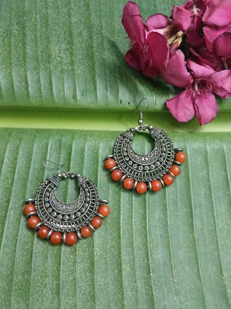 Orange Beaded Earrings