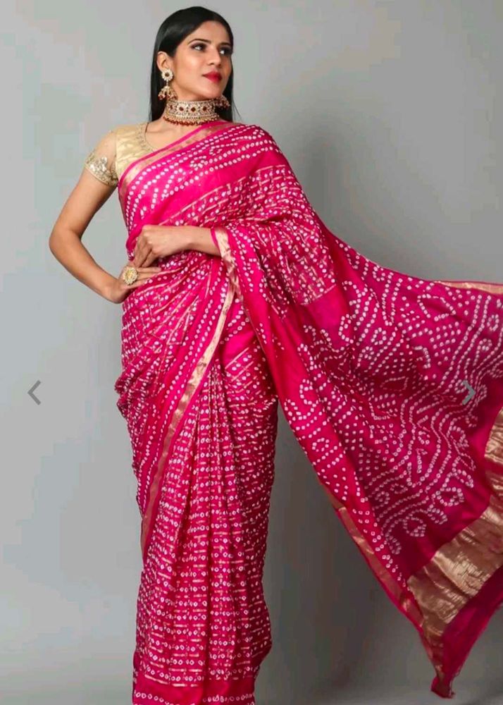 Pure Gaji Silk Bandhni Bandhej Saree