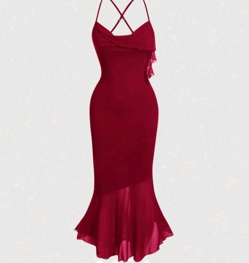 preety red crossed bodycon dress