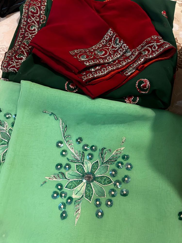 Festive Sarees (Maroon &amp; Green)
