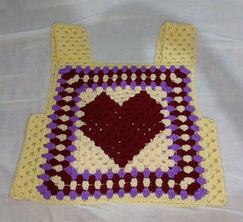 Crochet Heart Granny Square Vest