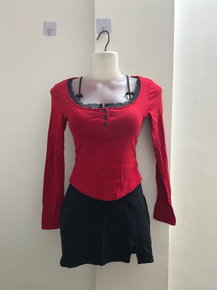 Red Full Sleepe Padded Top