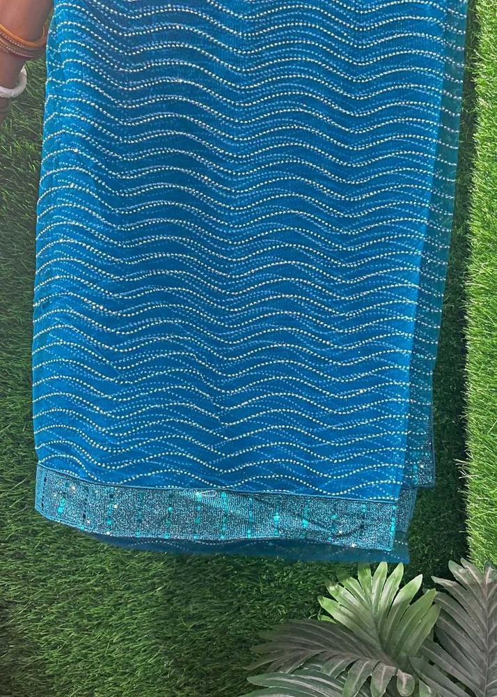 Teal Wave Saree