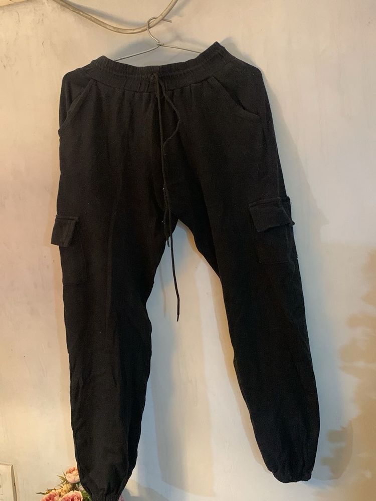 Black Cargo Style Joggers