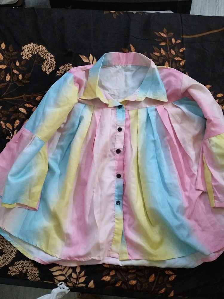 Pastel Tie-Dye Button-Up Shirt