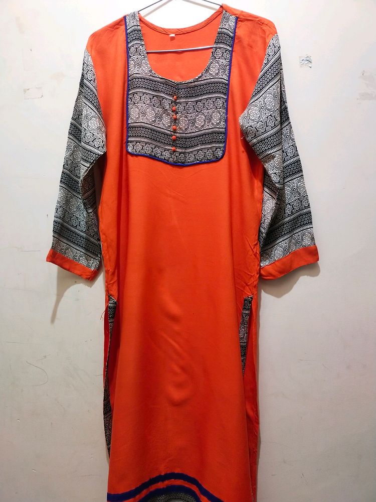 Orange (Kesariya) Colour Cotton Kurti