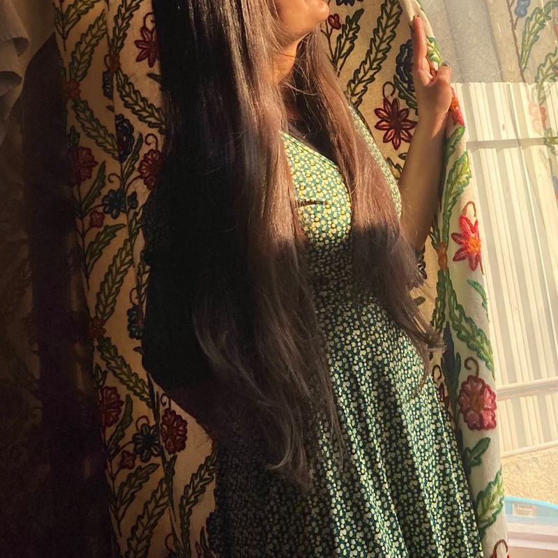 Dots Print Green Midi Dress