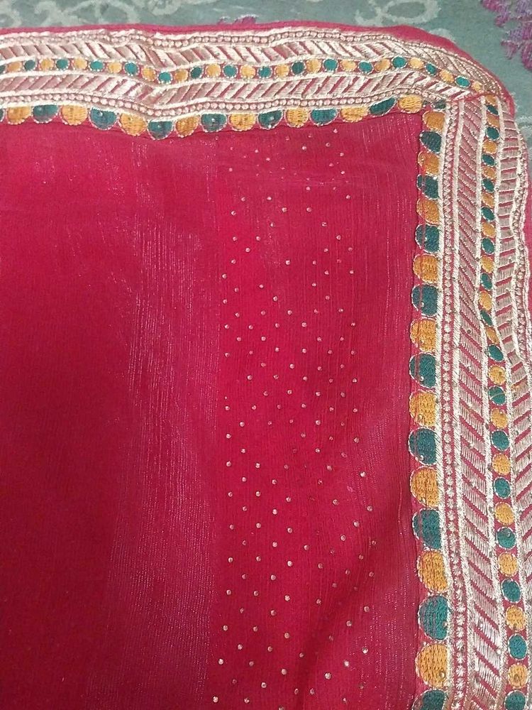 Red Embellished Dupatta