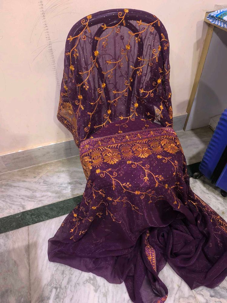 Purple organza saree