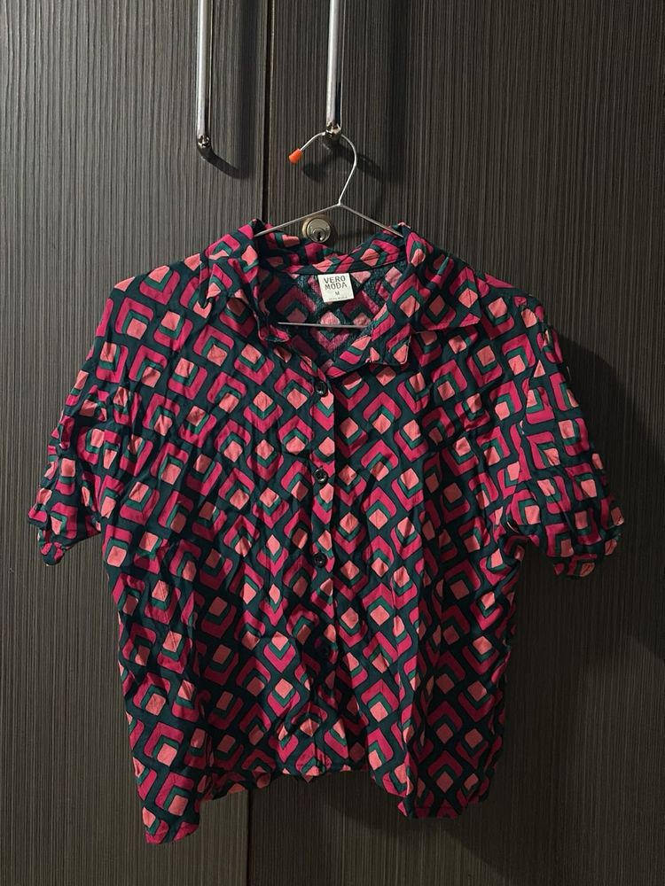 Patterned Short Sleeve Top