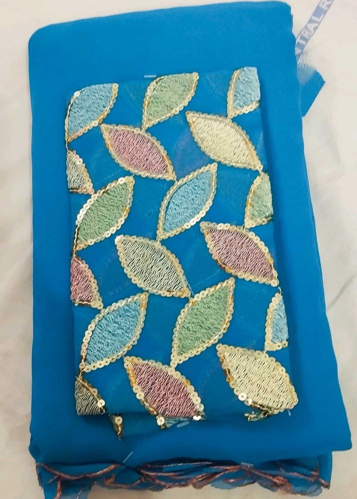 Embroidered Blue Fabric
