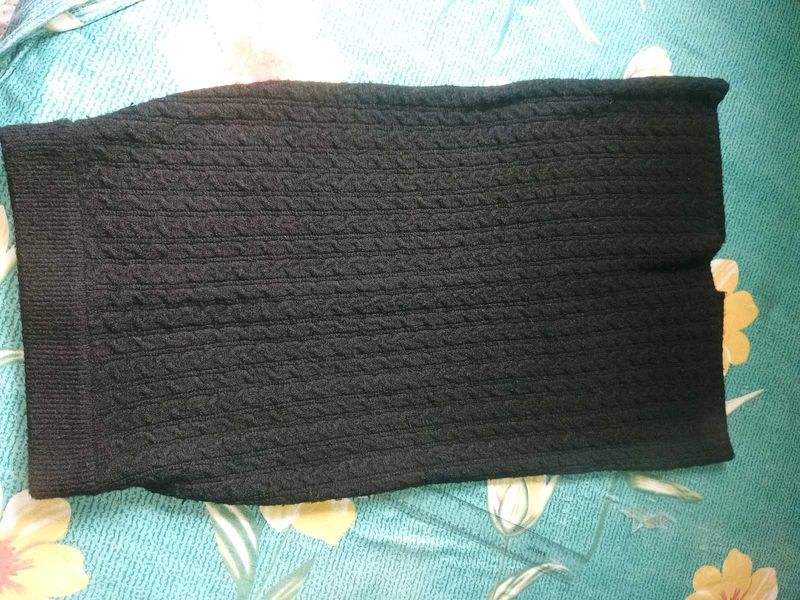 Black Cable Knit Mini Skirt