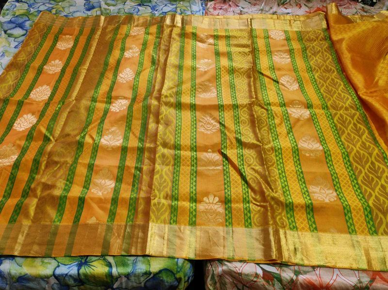 Yellow Striped Saree