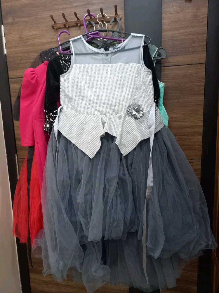 Grey And Silver Gown For Girls