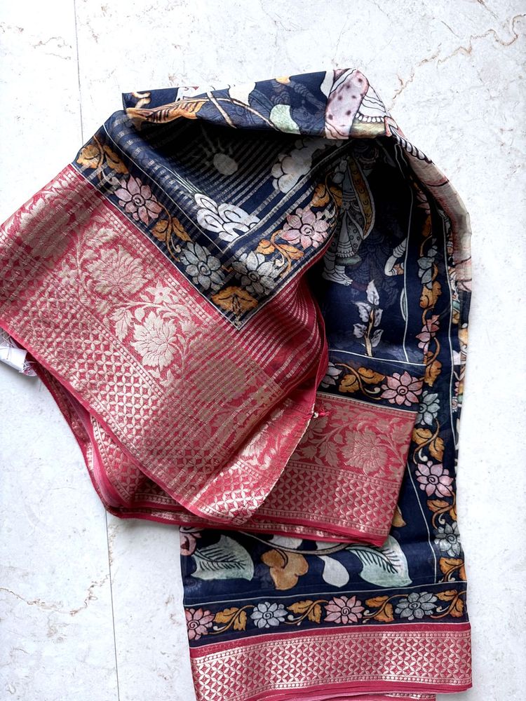 Kalamkari Print Organza Saree