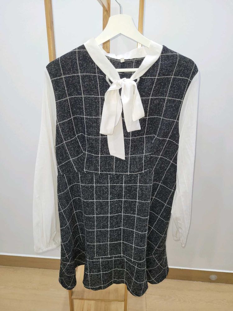 Checkered Dress with Bow