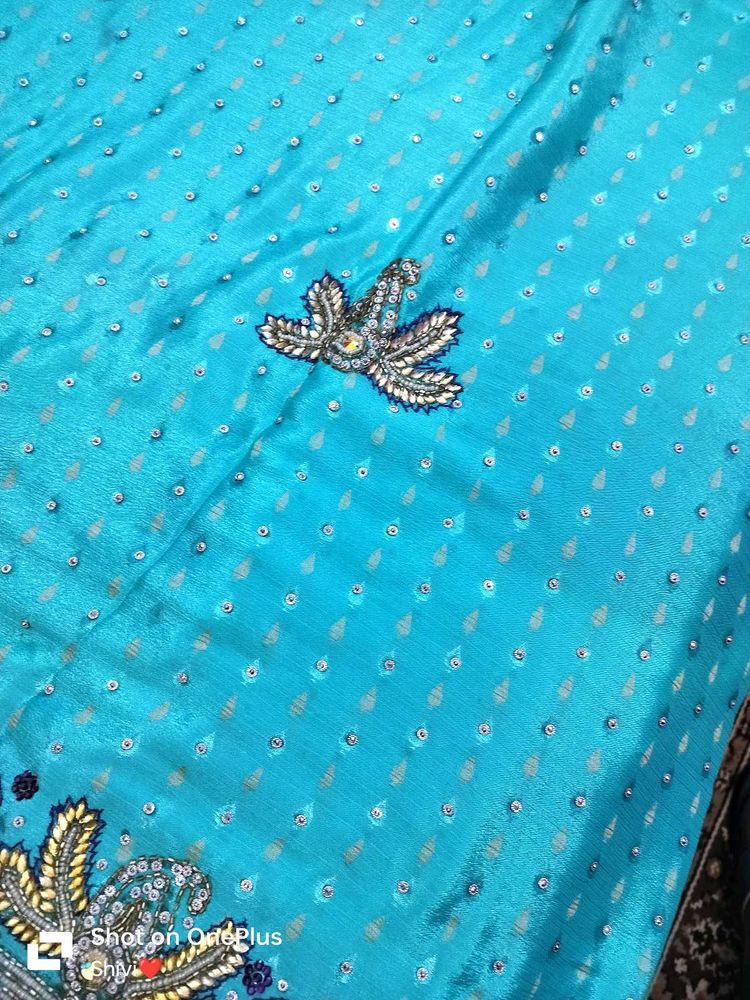 New With Tag Sky-blue Saree 💥Price Drop