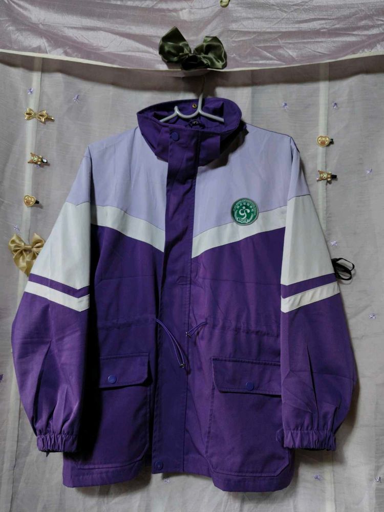 Purple &amp; White Color Block Jacket