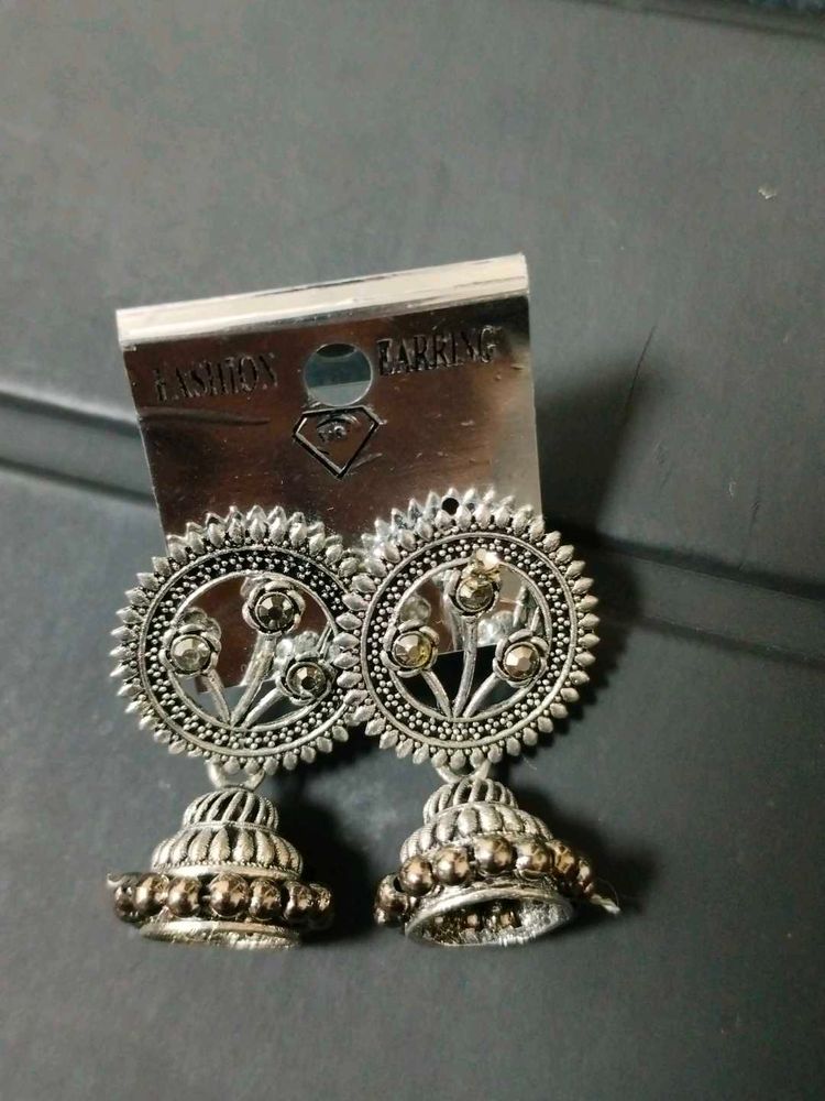 Silver Jhumka Earrings