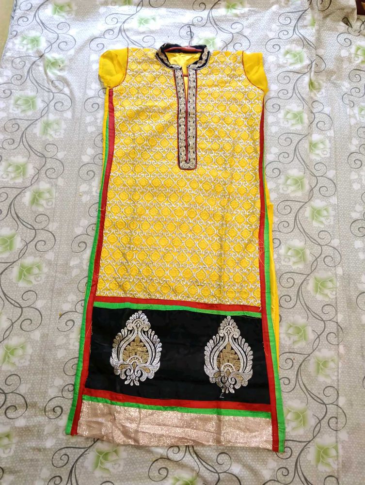 Yellow Embroidered Kurta