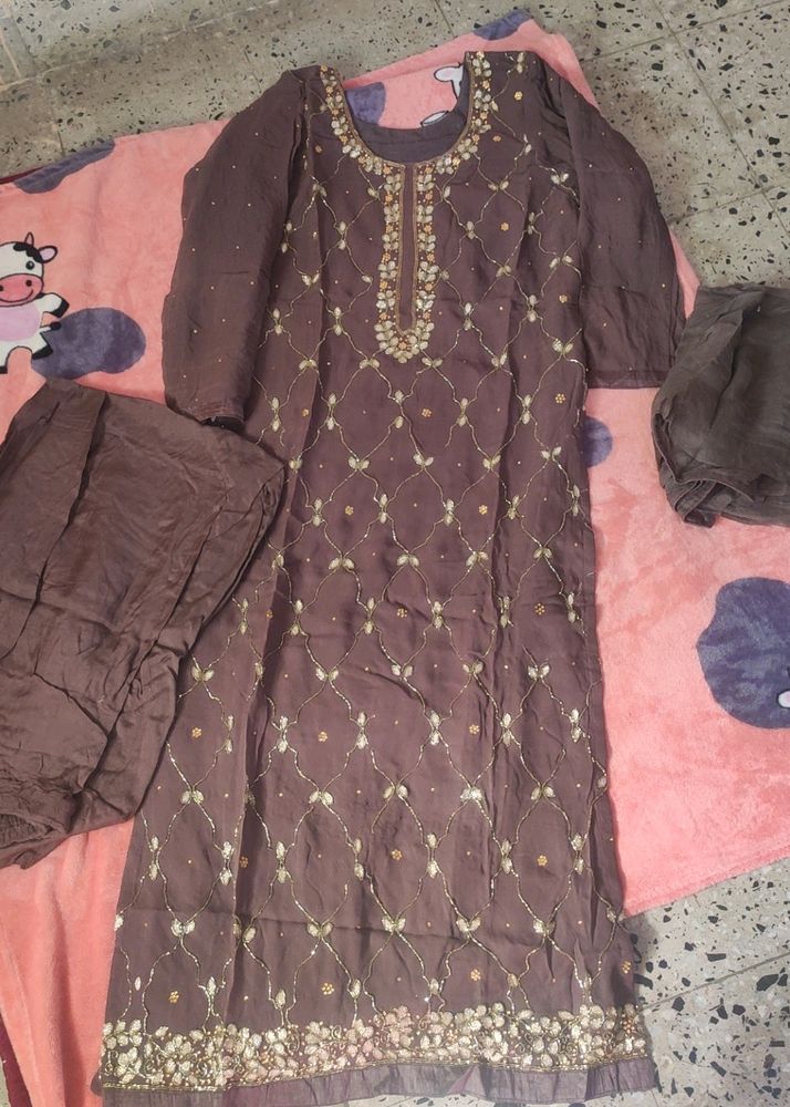 Combo Dimond Nd Tubelight Chikankari Suit Set