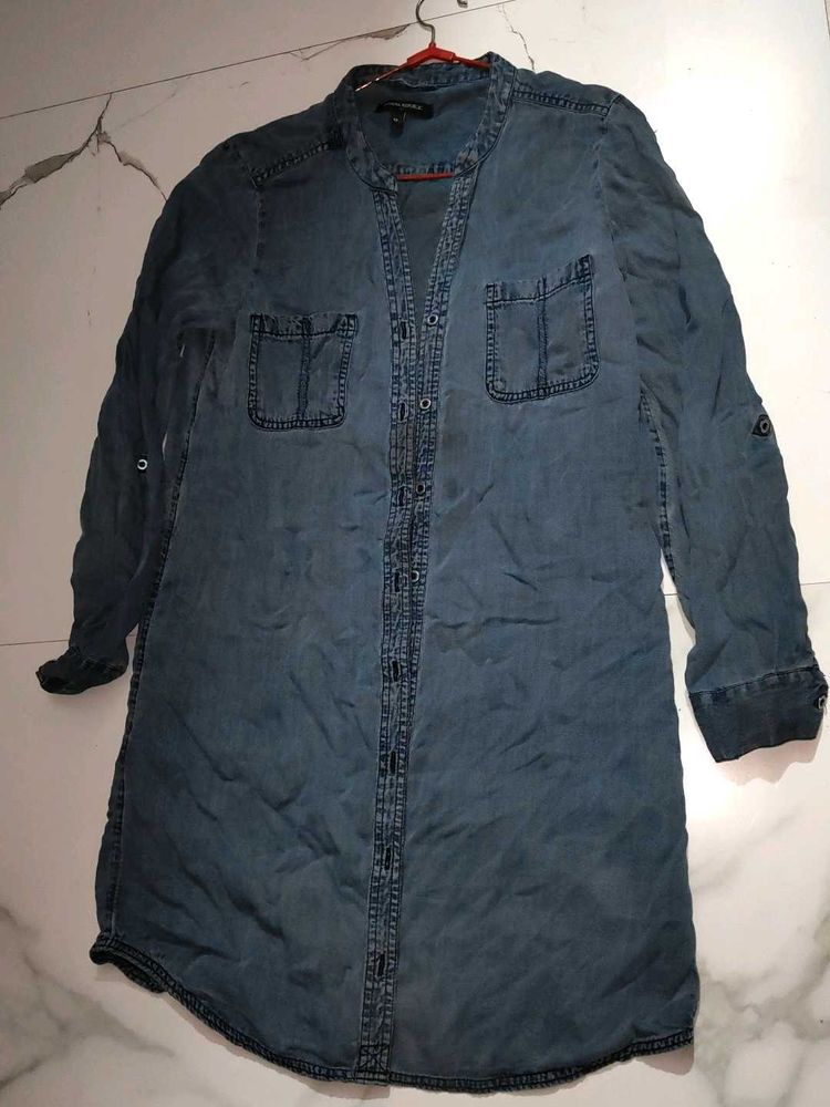 Denim Button-Down Tunic