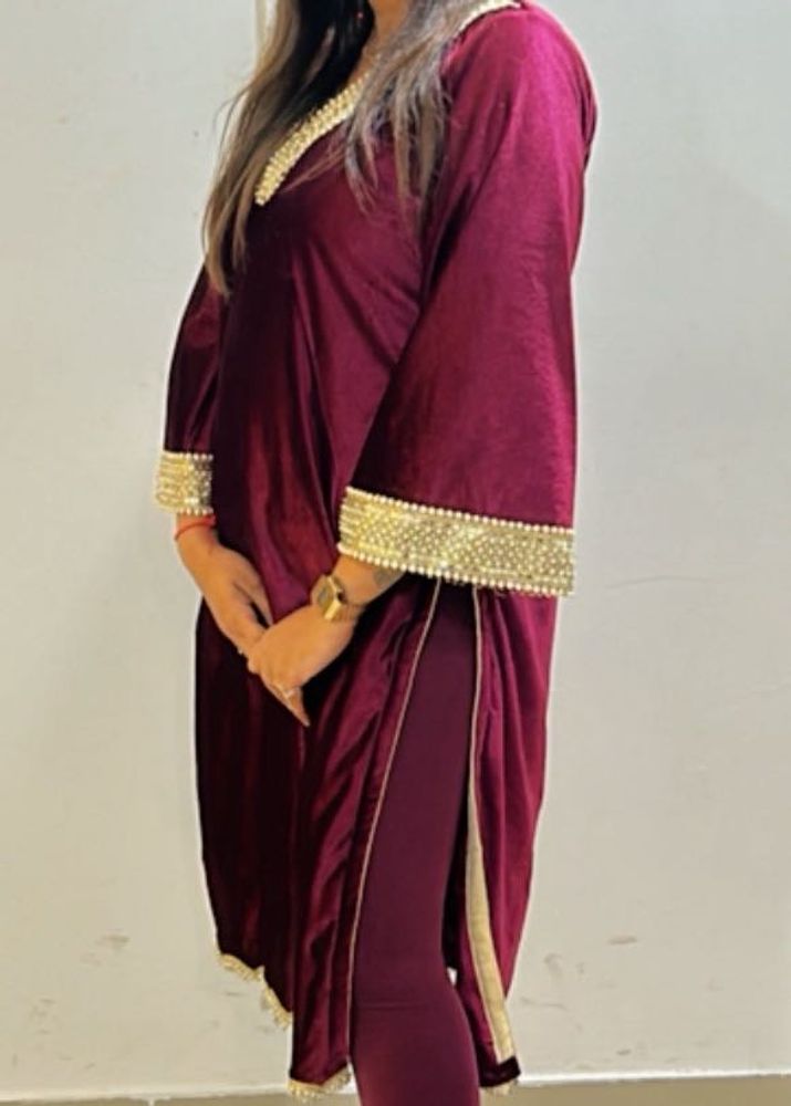 Maroon Velvet Kurta