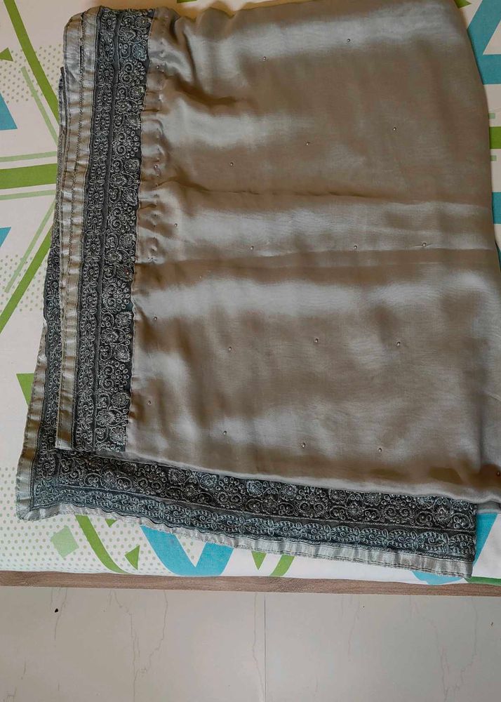 Designer Grey Coloured Saree