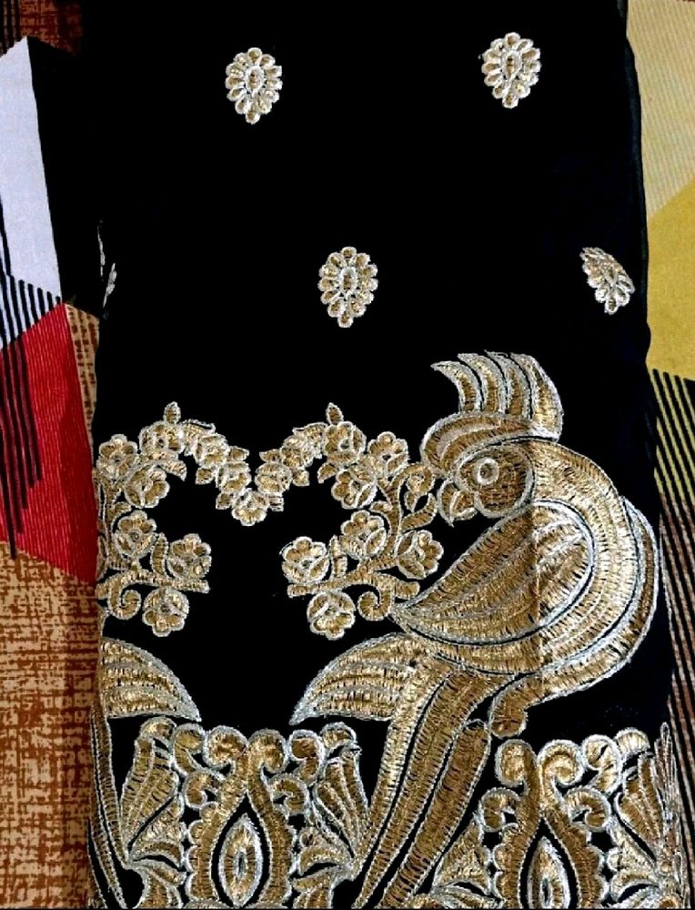 Heavy Work Black Saree