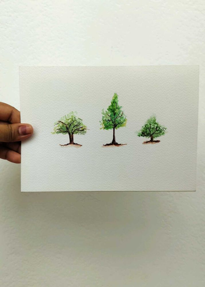Three Trees 🎄- Unframed Original artwork