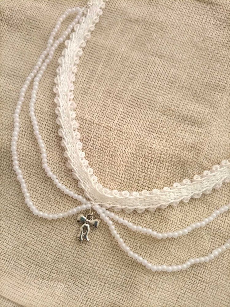 Double Layer Cottage Core Choker With Metal Bow 🌷