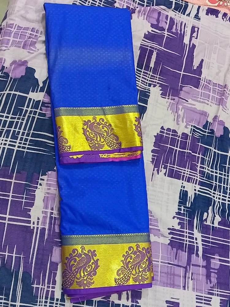 Blue Color Saree With Small Work All Oversaree