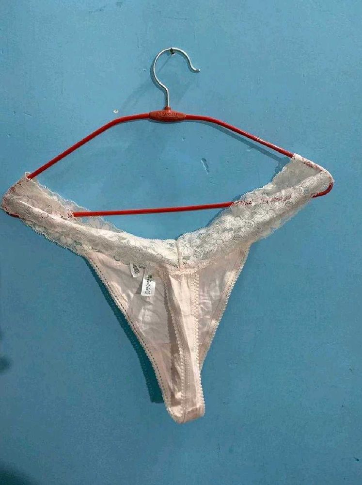 Branded Lace Trim Thong