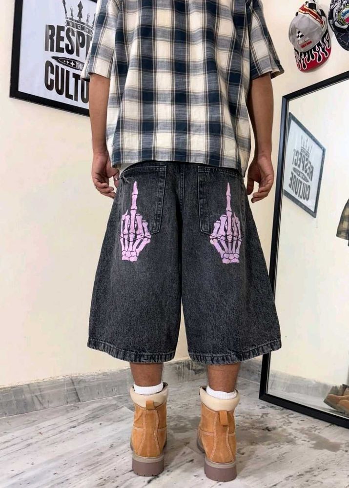 Unique Graphic Denim Shorts