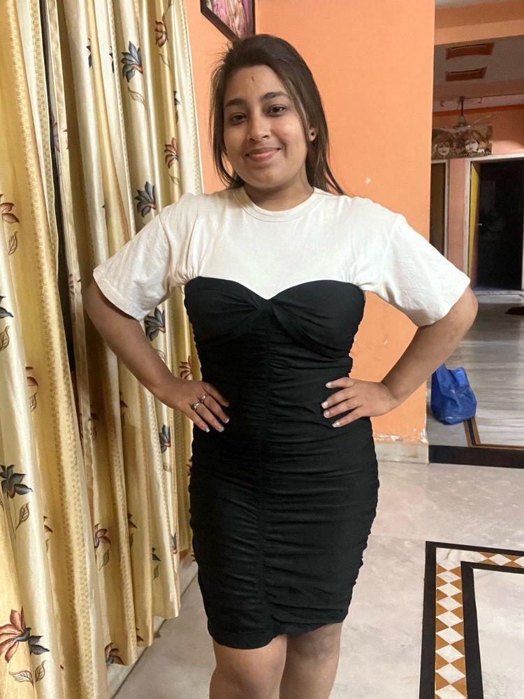 Korean Black Bodycon Mini Dress