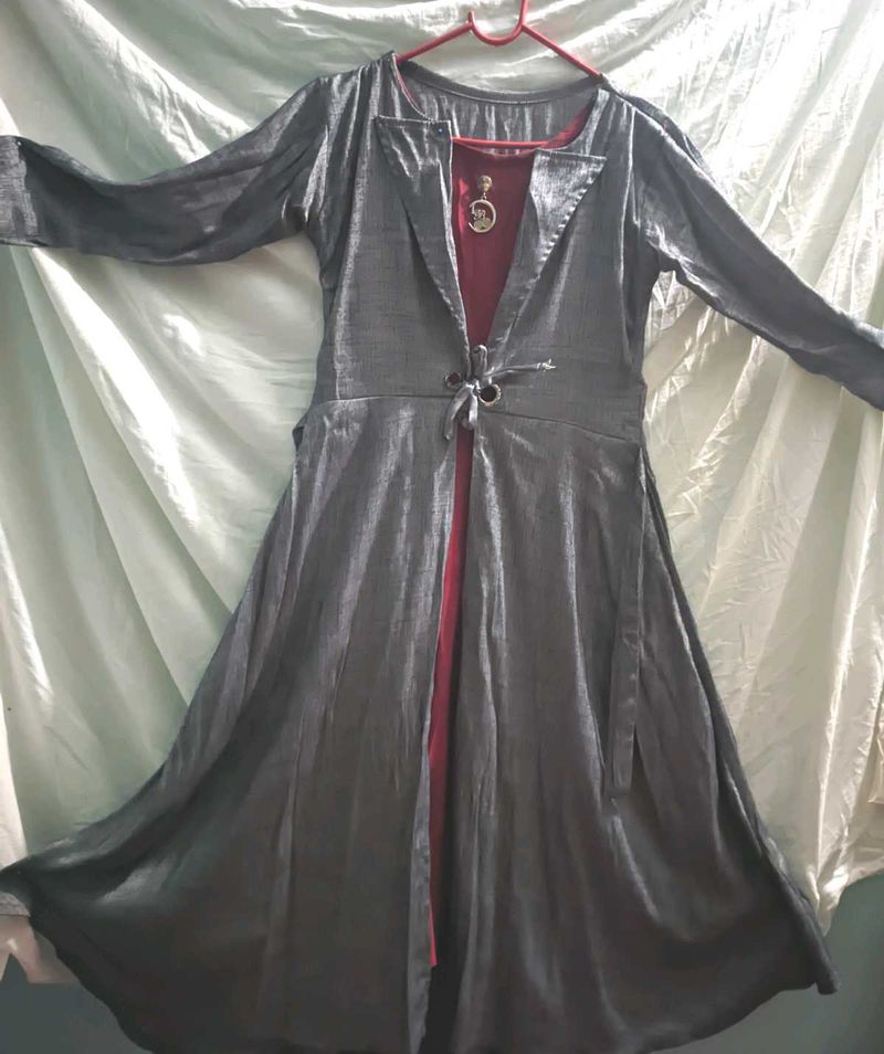 Gray &amp; Red Dress Set