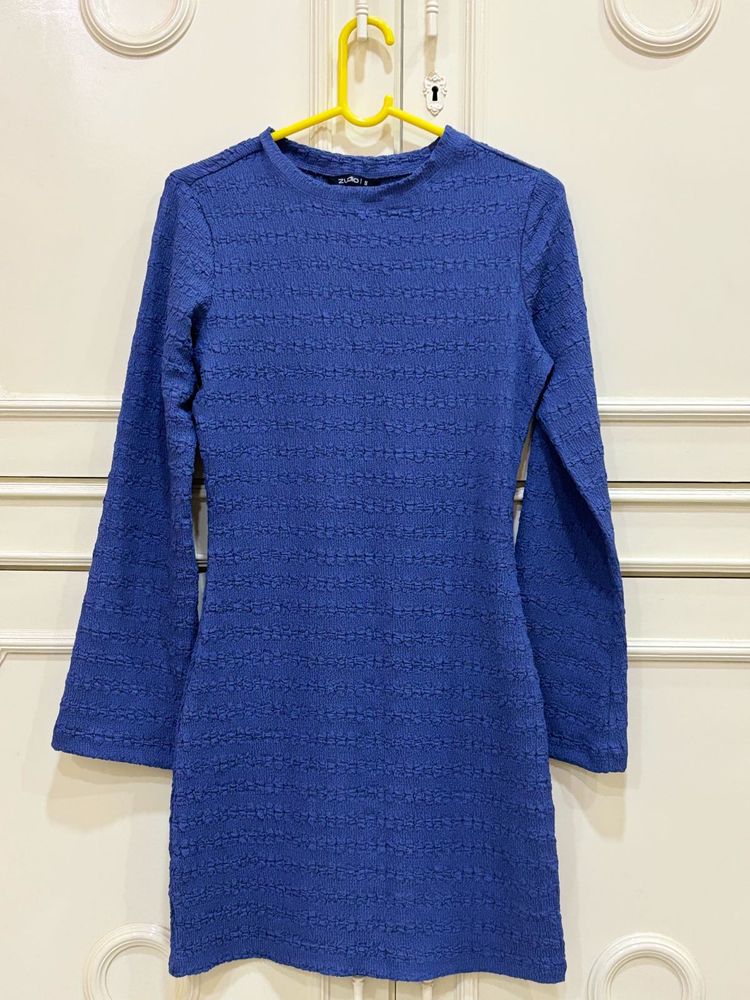 Blue Long Sleeve Dress