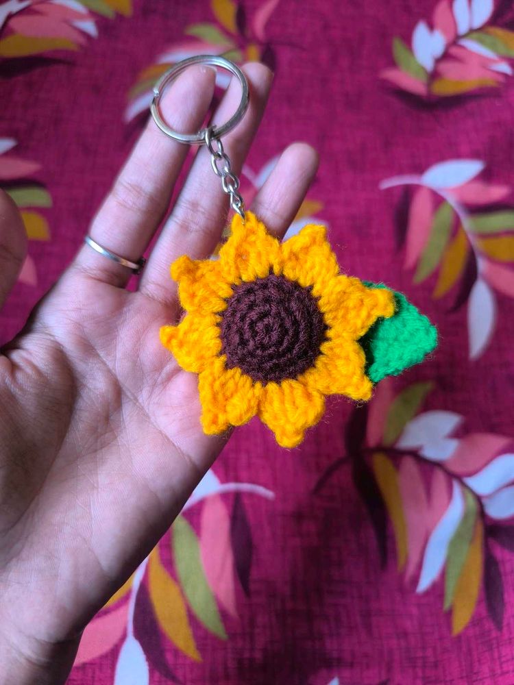 Crochet Sunflower Keychain
