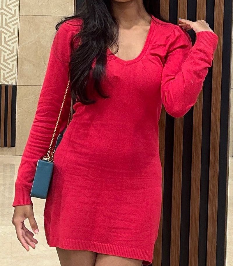 Red Knit Mini Dress