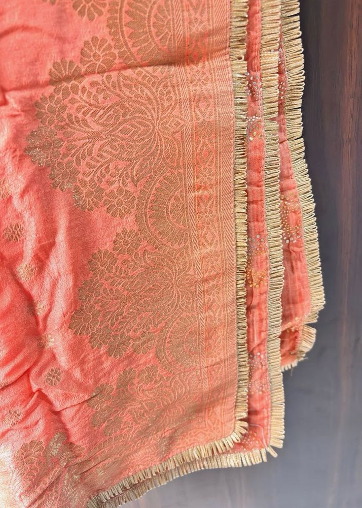 Peach Banarasi Silk Dupatta