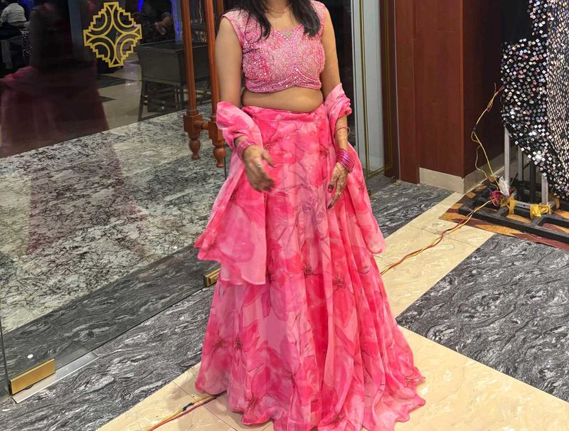 Baby Pink Organza Lehenga