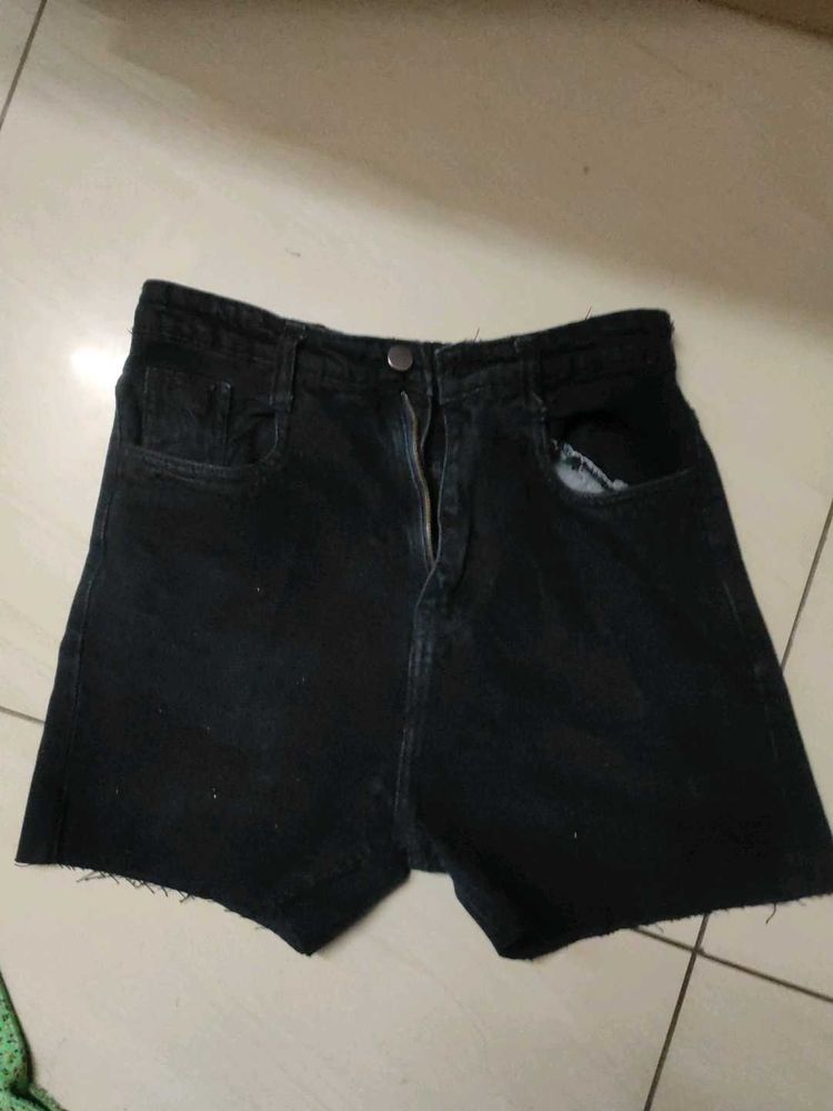 Black Denim Shorts
