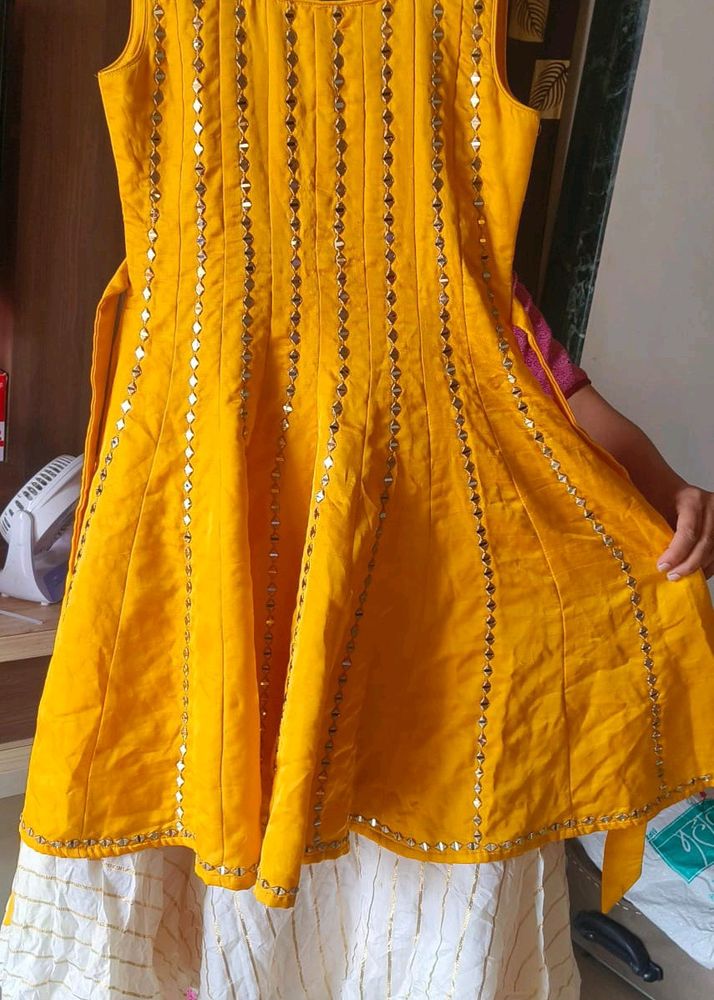 Wonderful Golden Yellow Gown For Girls