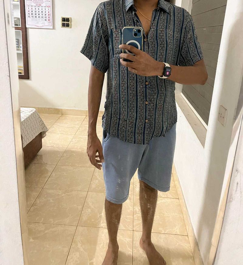 Patterned Short Sleeve Button-Down