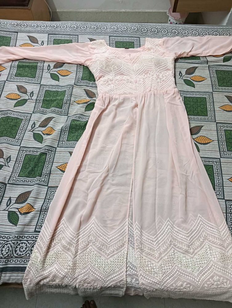 Elegant Peach Embroidered Anarkali