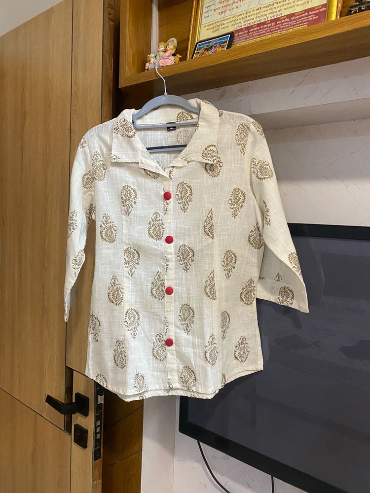 Patterned Button-Down Top